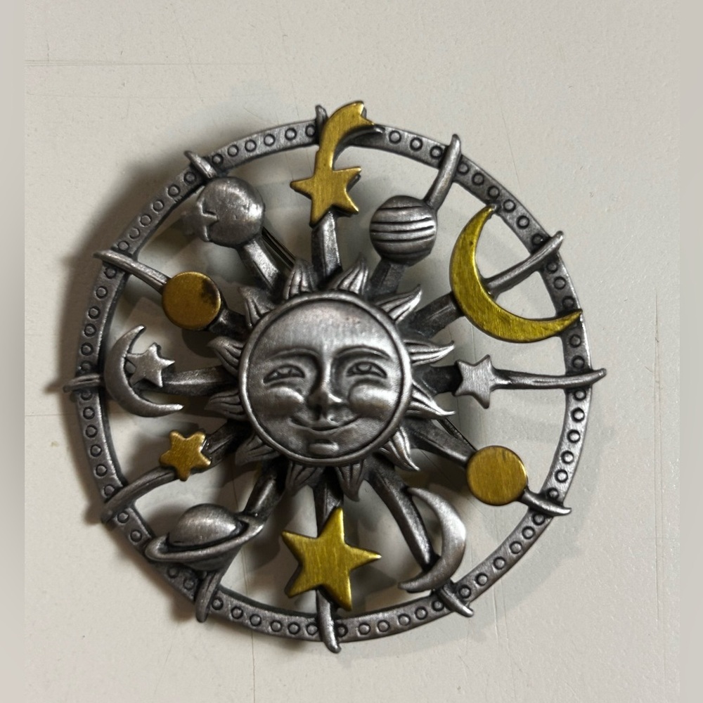 Silver and Gold Celestial Brooch